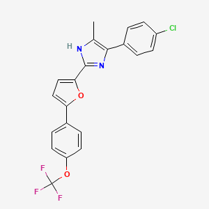 molecular formula C21H14ClF3N2O2 B3005138 4-(4-Chlorophenyl)-5-methyl-2-[5-[4-(trifluoromethoxy)phenyl]furan-2-yl]-1H-imidazole CAS No. 1935723-20-8