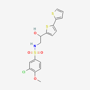 molecular formula C17H16ClNO4S3 B3005170 2-{[2,2'-bithiophene]-5-yl}-S-(3-chloro-4-methoxyphenyl)-2-hydroxyethane-1-sulfonamido CAS No. 2097862-38-7