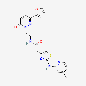 molecular formula C21H20N6O3S B3005225 N-(2-(3-(furan-2-yl)-6-oxopyridazin-1(6H)-yl)ethyl)-2-(2-((4-methylpyridin-2-yl)amino)thiazol-4-yl)acetamide CAS No. 1226451-48-4