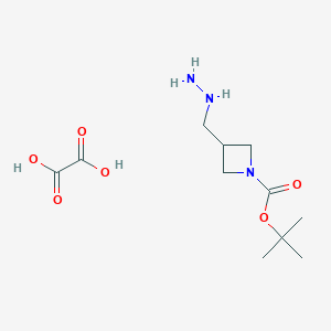 molecular formula C11H21N3O6 B3005251 Tert-butyl 3-(hydrazinylmethyl)azetidine-1-carboxylate;oxalic acid CAS No. 2416237-25-5