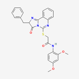B3005260 2-({2-benzyl-3-oxo-2H,3H-imidazo[1,2-c]quinazolin-5-yl}sulfanyl)-N-(2,4-dimethoxyphenyl)acetamide CAS No. 1022198-82-8