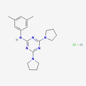 molecular formula C19H27ClN6 B3005266 N-(3,5-dimethylphenyl)-4,6-di(pyrrolidin-1-yl)-1,3,5-triazin-2-amine hydrochloride CAS No. 1179452-88-0
