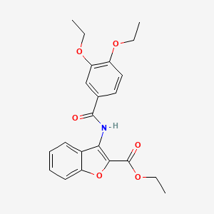 molecular formula C22H23NO6 B3005279 Ethyl 3-(3,4-diethoxybenzamido)benzofuran-2-carboxylate CAS No. 862979-24-6