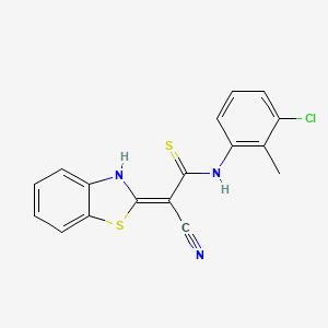 molecular formula C17H12ClN3S2 B3005289 2-(1,3-Benzothiazol-2-yl)-3-[(3-chloro-2-methylphenyl)amino]-3-sulfanylprop-2-enenitrile CAS No. 379255-69-3