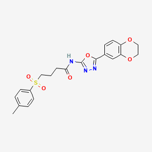 N-(5-(2,3-dihydrobenzo[b][1,4]dioxin-6-yl)-1,3,4-oxadiazol-2-yl)-4-tosylbutanamide