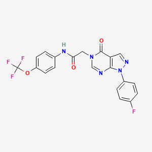 molecular formula C20H13F4N5O3 B3005353 2-(1-(4-fluorophenyl)-4-oxo-1H-pyrazolo[3,4-d]pyrimidin-5(4H)-yl)-N-(4-(trifluoromethoxy)phenyl)acetamide CAS No. 852450-60-3