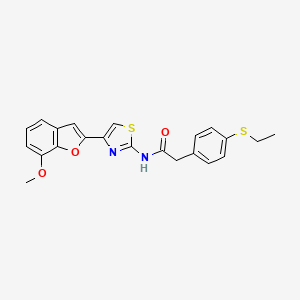 molecular formula C22H20N2O3S2 B3005380 2-(4-(ethylthio)phenyl)-N-(4-(7-methoxybenzofuran-2-yl)thiazol-2-yl)acetamide CAS No. 921526-07-0