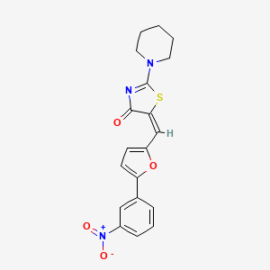 molecular formula C19H17N3O4S B3005381 (E)-5-((5-(3-nitrophenyl)furan-2-yl)methylene)-2-(piperidin-1-yl)thiazol-4(5H)-one CAS No. 304889-74-5