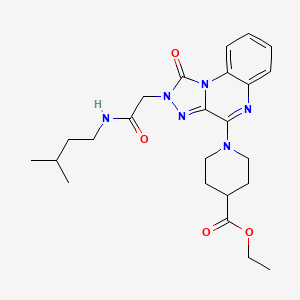 molecular formula C24H32N6O4 B3005390 Ethyl 1-(2-(2-(isopentylamino)-2-oxoethyl)-1-oxo-1,2-dihydro-[1,2,4]triazolo[4,3-a]quinoxalin-4-yl)piperidine-4-carboxylate CAS No. 1189996-27-7