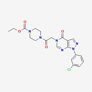molecular formula C20H21ClN6O4 B3005414 ethyl 4-{2-[1-(3-chlorophenyl)-4-oxo-1H,4H,5H-pyrazolo[3,4-d]pyrimidin-5-yl]acetyl}piperazine-1-carboxylate CAS No. 778623-12-4