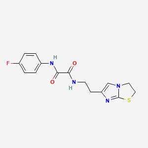molecular formula C15H15FN4O2S B3005415 N1-(2-(2,3-dihydroimidazo[2,1-b]thiazol-6-yl)ethyl)-N2-(4-fluorophenyl)oxalamide CAS No. 899734-45-3