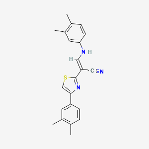 molecular formula C22H21N3S B3005441 (E)-3-((3,4-dimethylphenyl)amino)-2-(4-(3,4-dimethylphenyl)thiazol-2-yl)acrylonitrile CAS No. 477187-08-9