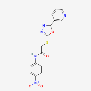 molecular formula C15H11N5O4S B3005447 N-(4-nitrophenyl)-2-{[5-(pyridin-3-yl)-1,3,4-oxadiazol-2-yl]sulfanyl}acetamide CAS No. 337488-85-4