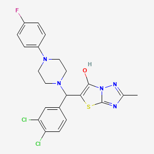 molecular formula C22H20Cl2FN5OS B3005461 5-((3,4-Dichlorophenyl)(4-(4-fluorophenyl)piperazin-1-yl)methyl)-2-methylthiazolo[3,2-b][1,2,4]triazol-6-ol CAS No. 869344-21-8