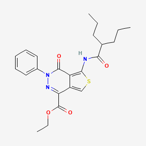 molecular formula C23H27N3O4S B3005474 ethyl 4-oxo-3-phenyl-5-(2-propylpentanamido)-3H,4H-thieno[3,4-d]pyridazine-1-carboxylate CAS No. 851946-78-6