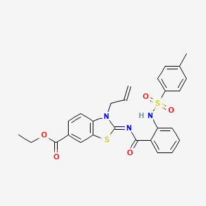 molecular formula C27H25N3O5S2 B3005489 ethyl (2Z)-2-{[2-(4-methylbenzenesulfonamido)benzoyl]imino}-3-(prop-2-en-1-yl)-2,3-dihydro-1,3-benzothiazole-6-carboxylate CAS No. 865174-76-1