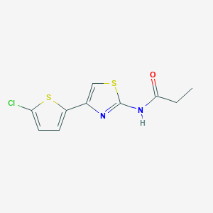 molecular formula C10H9ClN2OS2 B3005523 N-[4-(5-chlorothiophen-2-yl)-1,3-thiazol-2-yl]propanamide CAS No. 391225-32-4