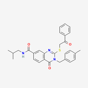 N-isobutyl-3-(4-methylbenzyl)-4-oxo-2-((2-oxo-2-phenylethyl)thio)-3,4-dihydroquinazoline-7-carboxamide