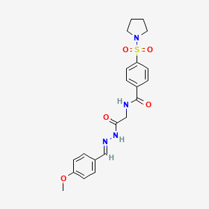 (E)-N-(2-(2-(4-methoxybenzylidene)hydrazinyl)-2-oxoethyl)-4-(pyrrolidin-1-ylsulfonyl)benzamide