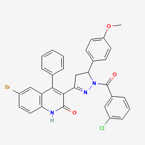 6-bromo-3-(1-(3-chlorobenzoyl)-5-(4-methoxyphenyl)-4,5-dihydro-1H-pyrazol-3-yl)-4-phenylquinolin-2(1H)-one