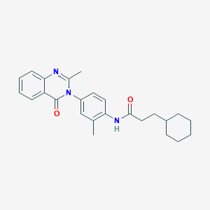 3-cyclohexyl-N-[2-methyl-4-(2-methyl-4-oxoquinazolin-3-yl)phenyl]propanamide