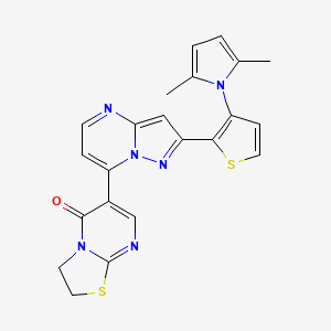 6-{2-[3-(2,5-dimethyl-1H-pyrrol-1-yl)-2-thienyl]pyrazolo[1,5-a]pyrimidin-7-yl}-2,3-dihydro-5H-[1,3]thiazolo[3,2-a]pyrimidin-5-one