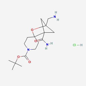 Tert-butyl 1-(aminomethyl)-4-carbamoylspiro[2-oxabicyclo[2.1.1]hexane-3,4'-piperidine]-1'-carboxylate;hydrochloride