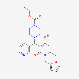 molecular formula C24H28N4O5 B3005612 Ethyl 4-((1-(furan-2-ylmethyl)-4-hydroxy-6-methyl-2-oxo-1,2-dihydropyridin-3-yl)(pyridin-3-yl)methyl)piperazine-1-carboxylate CAS No. 897613-07-9