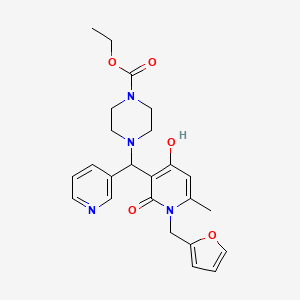Ethyl 4-((1-(furan-2-ylmethyl)-4-hydroxy-6-methyl-2-oxo-1,2-dihydropyridin-3-yl)(pyridin-3-yl)methyl)piperazine-1-carboxylate