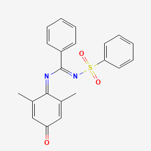 (E)-N-(2,6-dimethyl-4-oxocyclohexa-2,5-dien-1-ylidene)-N'-(phenylsulfonyl)benzimidamide