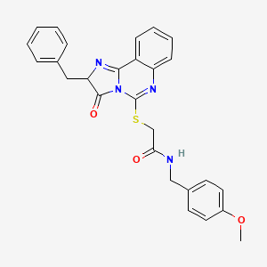 molecular formula C27H24N4O3S B3005624 2-((2-benzyl-3-oxo-2,3-dihydroimidazo[1,2-c]quinazolin-5-yl)thio)-N-(4-methoxybenzyl)acetamide CAS No. 1173764-02-7