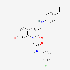 N-(3-chloro-4-methylphenyl)-2-(3-(((4-ethylphenyl)amino)methyl)-7-methoxy-2-oxoquinolin-1(2H)-yl)acetamide