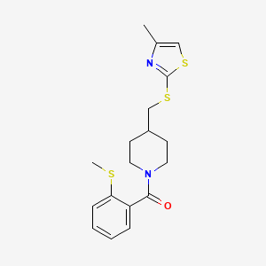 molecular formula C18H22N2OS3 B3005642 (4-(((4-Methylthiazol-2-yl)thio)methyl)piperidin-1-yl)(2-(methylthio)phenyl)methanone CAS No. 1421458-08-3