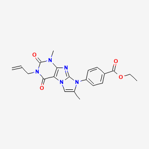 molecular formula C21H21N5O4 B3005643 ethyl 4-(3-allyl-1,7-dimethyl-2,4-dioxo-3,4-dihydro-1H-imidazo[2,1-f]purin-8(2H)-yl)benzoate CAS No. 877644-25-2