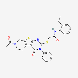2-((7-acetyl-4-oxo-3-phenyl-3,4,5,6,7,8-hexahydropyrido[4',3':4,5]thieno[2,3-d]pyrimidin-2-yl)thio)-N-(2-ethylphenyl)acetamide