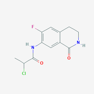 molecular formula C12H12ClFN2O2 B3005645 2-Chloro-N-(6-fluoro-1-oxo-3,4-dihydro-2H-isoquinolin-7-yl)propanamide CAS No. 2411310-42-2