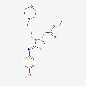 (Z)-ethyl 2-(2-((4-methoxyphenyl)imino)-3-(3-morpholinopropyl)-2,3-dihydrothiazol-4-yl)acetate