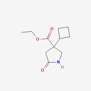 molecular formula C11H17NO3 B3005652 Ethyl 3-cyclobutyl-5-oxopyrrolidine-3-carboxylate CAS No. 2116075-54-6