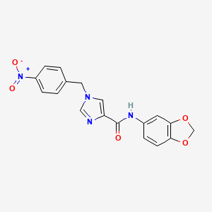 molecular formula C18H14N4O5 B3005668 N-1,3-benzodioxol-5-yl-1-(4-nitrobenzyl)-1H-imidazole-4-carboxamide CAS No. 1351788-43-6