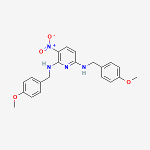 molecular formula C21H22N4O4 B3005676 2-N,6-N-双[(4-甲氧基苯基)甲基]-3-硝基吡啶-2,6-二胺 CAS No. 2288709-14-6