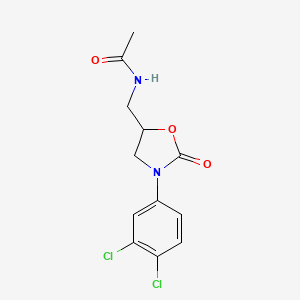 molecular formula C12H12Cl2N2O3 B3005677 N-((3-(3,4-dichlorophenyl)-2-oxooxazolidin-5-yl)methyl)acetamide CAS No. 954718-28-6