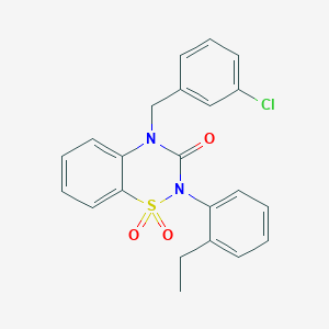 molecular formula C22H19ClN2O3S B3005679 4-(3-chlorobenzyl)-2-(2-ethylphenyl)-2H-1,2,4-benzothiadiazin-3(4H)-one 1,1-dioxide CAS No. 896701-43-2