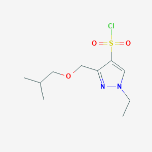 molecular formula C10H17ClN2O3S B3005693 1-ethyl-3-(isobutoxymethyl)-1H-pyrazole-4-sulfonyl chloride CAS No. 1856052-02-2