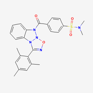 molecular formula C25H25N5O4S B3005708 4-(3-mesityl-9H-benzo[4,5][1,2,3]triazolo[2,1-b][1,2,3,5]oxatriazole-9-carbonyl)-N,N-dimethylbenzenesulfonamide CAS No. 300573-94-8