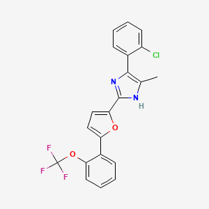 molecular formula C21H14ClF3N2O2 B3005709 5-(2-chlorophenyl)-4-methyl-2-[5-[2-(trifluoromethoxy)phenyl]-2-furyl]-1H-imidazole CAS No. 1935723-12-8
