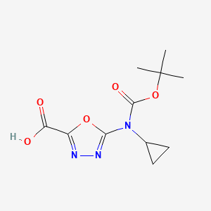 molecular formula C11H15N3O5 B3005713 5-[Cyclopropyl-[(2-methylpropan-2-yl)oxycarbonyl]amino]-1,3,4-oxadiazole-2-carboxylic acid CAS No. 2248335-23-9