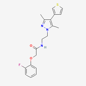 molecular formula C19H20FN3O2S B3005714 N-(2-(3,5-dimethyl-4-(thiophen-3-yl)-1H-pyrazol-1-yl)ethyl)-2-(2-fluorophenoxy)acetamide CAS No. 2034357-43-0