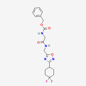 molecular formula C19H22F2N4O4 B3005716 苄基(2-(((3-(4,4-二氟环己基)-1,2,4-恶二唑-5-基)甲基)氨基)-2-氧代乙基)氨基甲酸酯 CAS No. 2034518-49-3