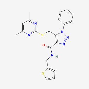 5-(((4,6-dimethylpyrimidin-2-yl)thio)methyl)-1-phenyl-N-(thiophen-2-ylmethyl)-1H-1,2,3-triazole-4-carboxamide
