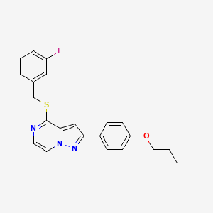 molecular formula C23H22FN3OS B3005722 2-(4-Butoxyphenyl)-4-[(3-fluorobenzyl)thio]pyrazolo[1,5-a]pyrazine CAS No. 1223818-48-1